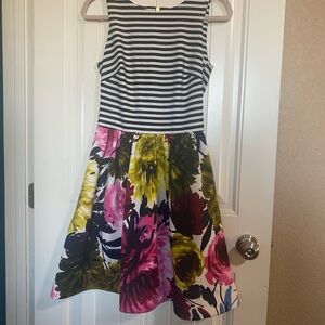 Navy and White Striped Floral Dress